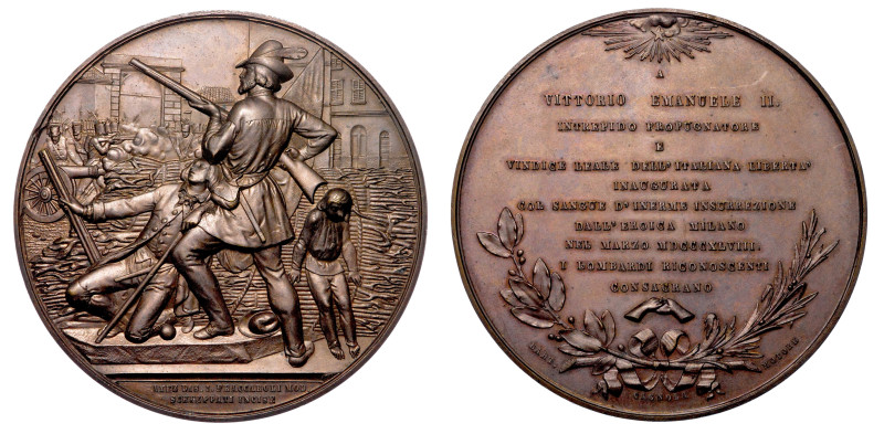 MILANO. VITTORIO EMANUELE II DI SAVOIA, 1861-1878.

Medaglia in bronzo 1859. A...