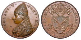 STATO PONTIFICIO. NICCOLO' V (Tomaso Parentucelli), 1447-1455. Medaglia di restituzione in bronzo (fine XVII sec.). Elezione al pontificato.