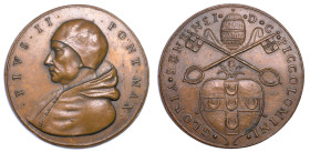 STATO PONTIFICIO. PIO II (Enea Silvio Bartolomeo Piccolomini), 1458-1464. Medaglia di restituzione in bronzo (circa 1664). Elezione al pontificato.