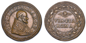 STATO PONTIFICIO. PIO IV (Gian Angelo Medici), 1559-1565. Medaglia in bronzo. Costruzione della Via Pia.