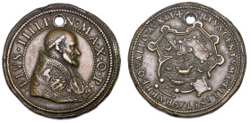 STATO PONTIFICIO. PIO IV (Gian Angelo Medici), 1559-1565. Medaglia in bronzo. Le fortificazioni di Civitavecchia.