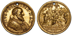 STATO PONTIFICIO. PIO V (Antonio Ghislieri), 1566-1572. Medaglia in bronzo dorato. Riforma del Clero Cattolico.