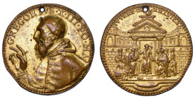 STATO PONTIFICIO. GREGORIO XIII (Ugo Boncompagni), 1572-1585. Medaglia in bronzo dorato. Rifondazione del Collegio Germanico di Roma.
