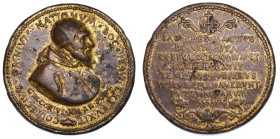 STATO PONTIFICIO. GREGORIO XIII (Ugo Boncompagni di Bologna), 1572-1585. Medaglia in bronzo dorato A. X.