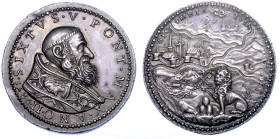 STATO PONTIFICIO. SISTO V (Felice Peretti), 1585-1590. Medaglia in argento 1586/A. II. I provvedimenti per la sicurezza nei territorio dello Stato del...