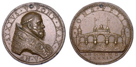 STATO PONTIFICIO. SISTO V (Felice Peretti), 1585-1590. Medaglia in bronzo 1589/A. V. Costruzione del Ponte Felice sul Tevere.