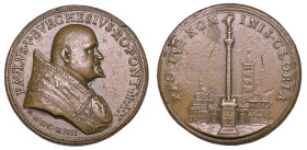 STATO PONTIFICIO. PAOLO V (Camillo Borghese), 1605-1621. Medaglia annuale in bronzo 1614/A. X. Sistemazione definitiva della colonna con la statua del...