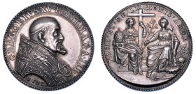 STATO PONTIFICIO. GREGORIO XV (Alessandro Ludovisi), 1621-1623 . Medaglia annuale in argento 1623/A. III. Mediazione della Santa Sede sulla controvers...