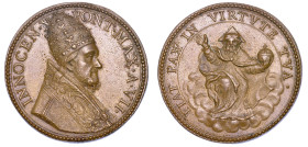 STATO PONTIFICIO. INNOCENZO X (Giovanni Battista Pamphilj), 1644-1655. Medaglia annuale in bronzo A. VII (1648). Intesa di pace tra alcuni Stati Itali...