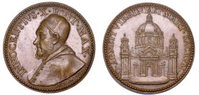 STATO PONTIFICIO. INNOCENZO X (Giovanni Battista Pamphilj), 1644-1655. Medaglia annuale (?) in bronzo A. X (1654). Riedificazione della chiesa di Sant...