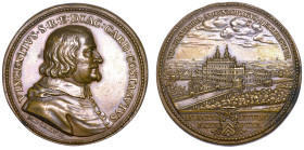 STATO PONTIFICIO. VINCENZO COSTAGUTI (Cardinale), 1643-1660. Medaglia in bronzo 1647. Costruzione della villa ad Anzio.