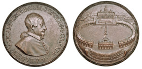 STATO PONTIFICIO. ALESSANDRO VII, (Fabio Chigi), 1655-1667. Medaglia in bronzo 1657. Posa della prima pietra nel colonnato di piazza San Pietro.