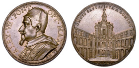 STATO PONTIFICIO. ALESSANDRO VII (Fabio Chigi), 1655-1667. Medaglia annuale in bronzo 1660/A. VI. Consacrazione della chiesa di Sant’Ivo alla Sapienza...