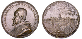 STATO PONTIFICIO. ALESSANDRO VII (Fabio Chigi), 1655-1667. Medaglia annuale in bronzo 1660/A. VI. Nuovo arsenale navale di Civitavecchia.