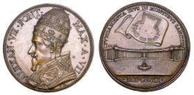 STATO PONTIFICIO. ALESSANDRO VII (Fabio Chigi), 1655-1667. Medaglia annuale in bronzo 1661/A. VII. Costruzione del colonnato di Piazza San Pietro.