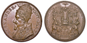 STATO PONTIFICIO. ALESSANDRO VII, (Fabio Chigi), 1655-1667. Medaglia annuale in bronzo A. VIII (1662). L'altare della Cattedra di San Pietro.