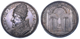 STATO PONTIFICIO. ALESSANDRO VII (Fabio Chigi), 1655-1667. Medaglia in argento A. IX (1663-1664). La Scala Regia in Vaticano.