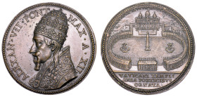 STATO PONTIFICIO. ALESSANDRO VII (Fabio Chigi), 1655-1667. Medaglia in bronzo A. XII (1666). Completamento del colonnato di Piazza San Pietro.