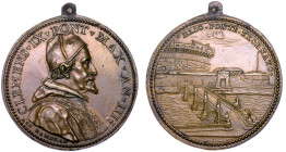 STATO PONTIFICIO. CLEMENTE IX (Giulio Rospigliosi), 1667-1669. Medaglia in bronzo A. III (1669). Abbellimento del Ponte di Castel Sant'Angelo.