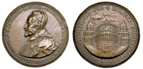 STATO PONTIFICIO. CLEMENTE IX (Giulio Rospigliosi), 1667-1669. Medaglia in bronzo 1669. Progetto di Gian Lorenzo Bernini dell'Abside di Santa Maria Ma...