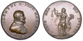 STATO PONTIFICIO. CLEMENTE X (Emilio Altieri),  1670-1676. Medaglia in bronzo A. I. Virtù del Pontefice.