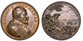 STATO PONTIFICIO. CLEMENTE X (Emilio Altieri),  1670-1676. Medaglia in bronzo 1673/A. IIII. Provvidenze del Pontefice per l'approvvigionamento del gra...