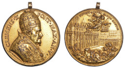 STATO PONTIFICIO. CLEMENTE X (Emilio Altieri),  1670-1676. Medaglia in bronzo dorato 1674/A. V. Per l'indizione del Giubileo del 1675.