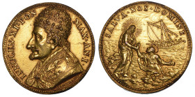 STATO PONTIFICIO. INNOCENZO XI (Benedetto Odescalchi di Como), 1676-1689. Medaglia annuale in bronzo dorato 1677/A. I. Elezione al pontificato.
