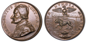 STATO PONTIFICIO. INNOCENZO XI (Benedetto Odescalchi), 1676-1689. Medaglia in bronzo (1679/A. III). Le insegne del Pontefice.