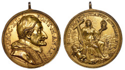 STATO PONTIFICIO. INNOCENZO XI (Benedetto Odescalchi di Como), 1676-1689. Medaglia annuale in bronzo dorato A. IX (1685). Riconquista di Santa Maura n...