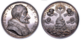STATO PONTIFICIO. INNOCENZO XI (Benedetto Odescalchi di Como), 1676-1689. Medaglia in argento A. XI (1687). Liberazione di Buda in Ungheria.