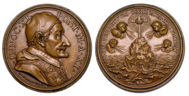 STATO PONTIFICIO. INNOCENZO XI (Benedetto Odescalchi di Como), 1676-1689. Medaglia annuale in bronzo A. XI (1687). Liberazione di Buda in Ungheria.