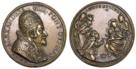 STATO PONTIFICIO. ALESSANDRO VIII (Pietro Ottoboni), 1689-1691. Medaglia in bronzo s.d. Adorazione dei Re Magi.