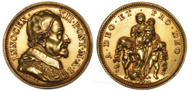 STATO PONTIFICIO. INNOCENZO XII (Antonio Pignatelli), 1691–1700. Medaglia annuale in bronzo dorato A. I (1692). Indirizzo programmatico di Innocenzo X...