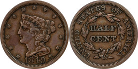 1849 Braided Hair Half Cent. C-1. Rarity-2. Large Date. VF-35 (ANACS). OH.
PCGS# 35318. NGC ID: F73D.

Estimate: $270