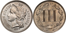 1867 Nickel Three-Cent Piece. MS-64 (PCGS). CAC. OGH Generation 1.2 Rattler.
PCGS# 3733. NGC ID: 2755.

Estimate: $275