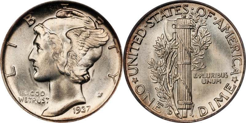 1937-D Mercury Dime. MS-65 FB (PCGS). OGH Generation 3.1.
PCGS# 5007. NGC ID: 2...