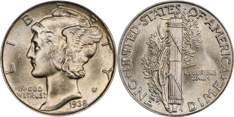 1938 Mercury Dime. MS-65 FB (PCGS). CAC. OGH Generation 3.0.
PCGS# 5011. NGC ID...