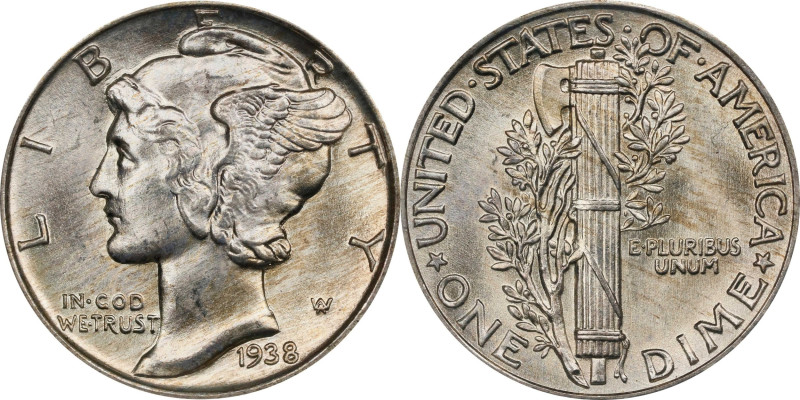 1938 Mercury Dime. MS-65 FB (PCGS). OGH Generation 3.0.
PCGS# 5011. NGC ID: 23J...