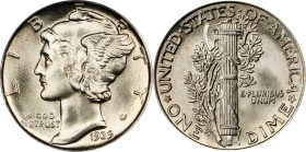 1939 Mercury Dime. MS-65 FB (PCGS). OGH Generation 3.1.
PCGS# 5017. NGC ID: 23JR.

Estimate: $150