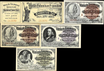 Lot of (5) Chicago, Illinois. World's Columbian Exposition. 1893 1 Admit. About Uncirculated to Choice Uncirculated.
A quintet of tickets attributabl...