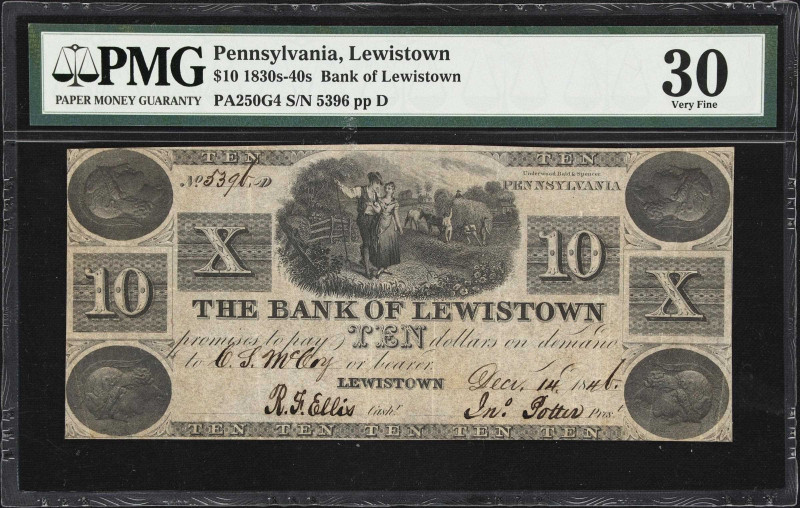 Lot of (3) IL, PA & WI Obsoletes. 1837-82 $1, $5 & $10. PMG Very Fine to About U...