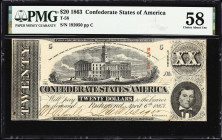 Lot of (2) T-58 & T-60. Confederate Currency. 1863 $5 & $20. PMG About Uncirculated 55 to Choice About Uncirculated 58.
A pair of lightly handled Con...