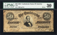 Lot of (2) T-66 & T-70. Confederate Currency. 1864 $2 & $50. PMG Very Fine 30 to PCGS Currency Choice About New 58 Apparent.
Two attractive Confedera...