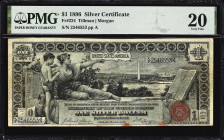 Fr. 224. 1896 $1 Silver Certificate. PMG Very Fine 20.
Featuring a design that stands among iconic company as part of the Series of 1896; this exampl...