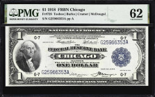 Fr. 728. 1918 $1 Federal Reserve Bank Note. Chicago. PMG Uncirculated 62.
A strictly uncirculated example of this popular WWI-era design that hails f...