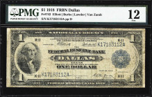 Fr. 742. 1918 $1 Federal Reserve Bank Note. Dallas. PMG Fine 12.
A well-circulated example of this popular design contemporary to the First World War...