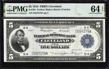 Fr. 785. 1918 $5 Federal Reserve Bank Note. Cleveland. PMG Choice Uncirculated 64 EPQ.
Unusual and seldom seen compared to their counterparts issued ...