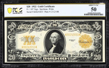Fr. 1187. 1922 $20 Gold Certificate. PCGS Banknote About Uncirculated 50.
A lightly circulated $20 Gold Certificate issued under the Series of 1922. ...