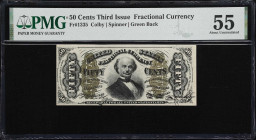 Fr. 1335. 50 Cents. Third Issue. PMG About Uncirculated 55.
A tougher Friedberg seen with less frequency than many of its relatively plentiful counte...